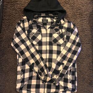 Empyre Men's Flannel Black and White Hoodie
